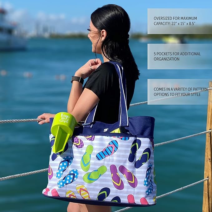 geckobrands Oversized Beach Tote – Large and Stylish Beach Bag