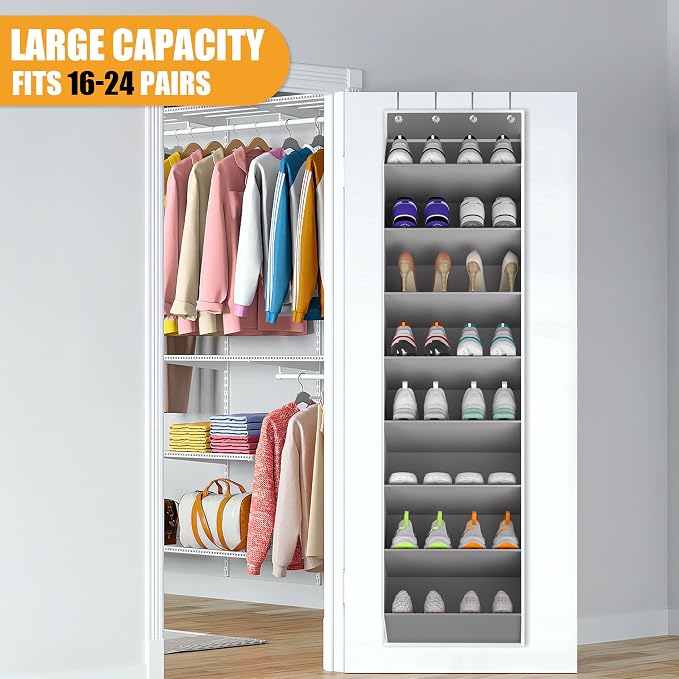 Over The Door Shoe Organizer Storage Fit 16-24 Pairs Hanging Shoe Rack Organiser