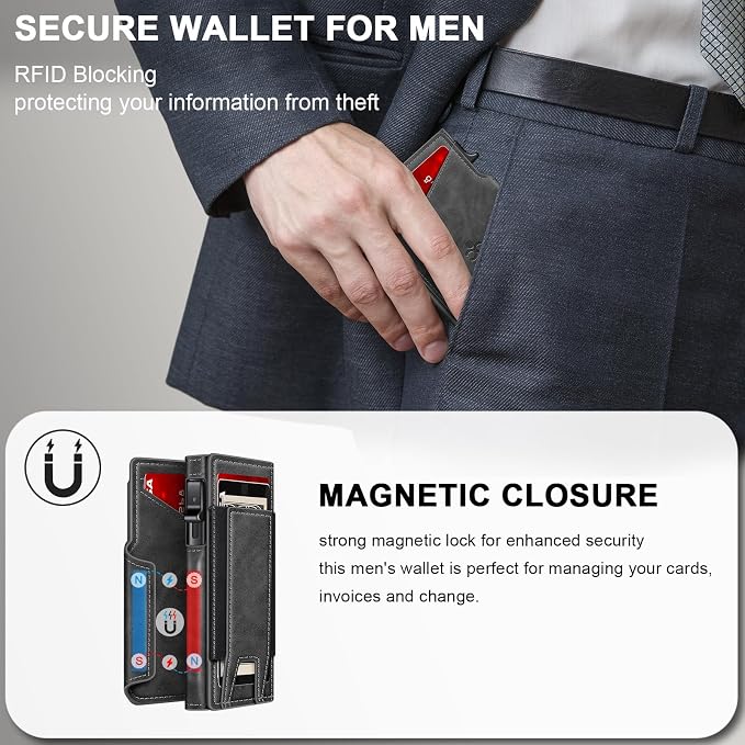 Wallet for Men Wallet with Slim Pop Up Card Holder 9-13 Cards, Bifold