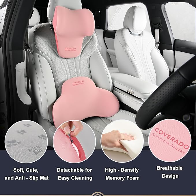 Coverado Lumbar Support and Headrest Pillow