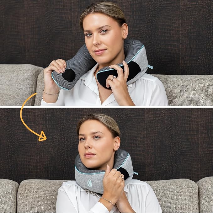 Travel Pillow - Airplane Neck Pillow - 100% Pure Memory Foam Flight Pillow