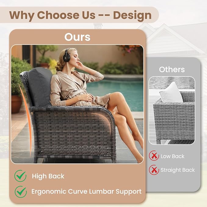 HOOOWOOO Patio Furniture Set, 6 Pieces Outdoor Conversation Set, All Weather
