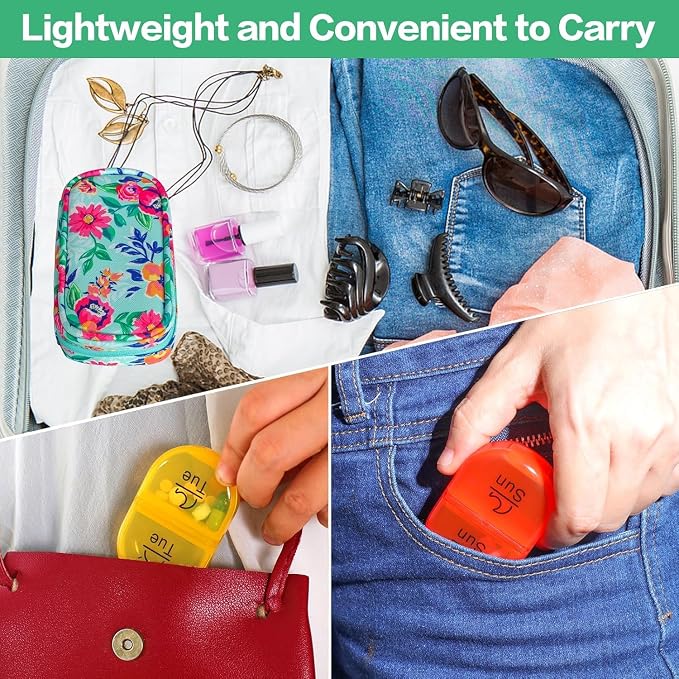 Serfeymi Weekly Travel Pill Organizer 2 Times A Day AM PM Upgraded Rainbow Pill