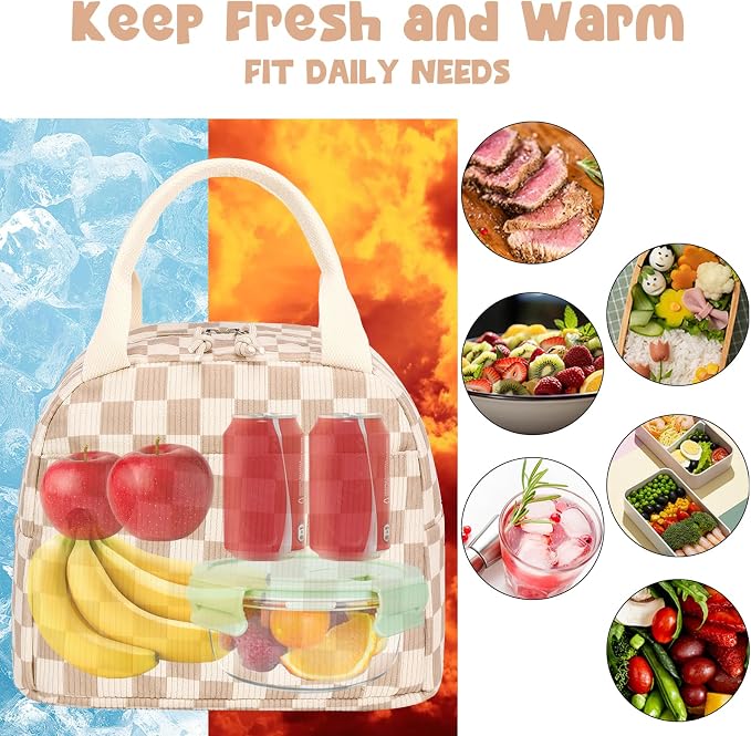 Bluboon Lunch Bag for Women Men Cute Corduroy Lunch Tote Bags Reusable