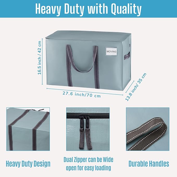 VENO 4 Pack Moving Bags, Heavy Duty, Moving Boxes Alternative, Packing Storage