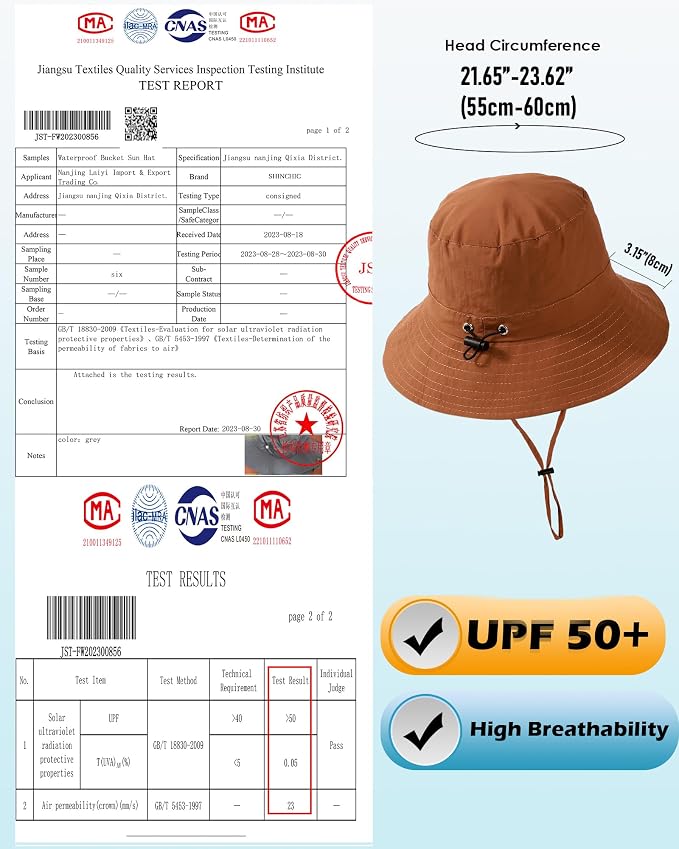 Water-Resistant Sun UPF 50+ Bucket Hat Protection Packable Brimmed Boonie