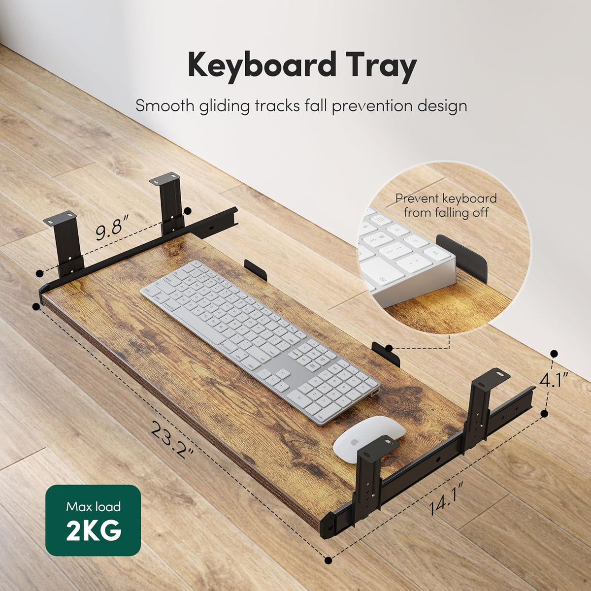 FEZIBO Standing Desk with Keyboard Tray, 48 × 24 Inches Electric Height Adjustable, Sit Stand Up Desk, Computer Office Desk, Rustic Brown