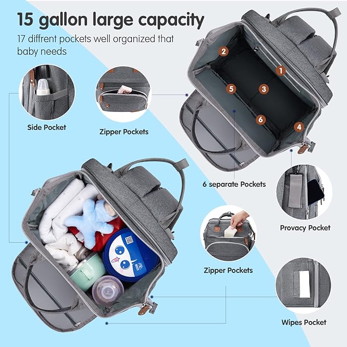 DERJUNSTAR Baby Diaper Bag Backpack
