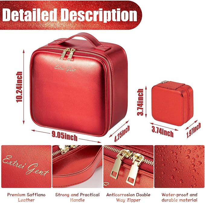Makeup Travel Train Case with Mirror LED Light 3 Adjustable Brightness Large