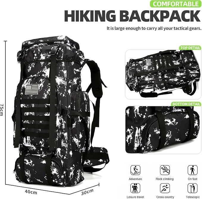 King'sGuard 70L Camping Hiking Backpack Tactical Backpack Military Molle