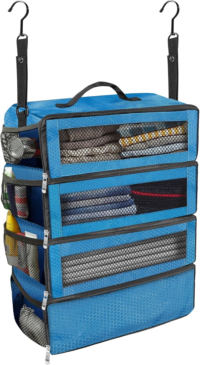 Suitcase Organizer, Travel Luggage Organizer Portable Hanging Travel Shelves