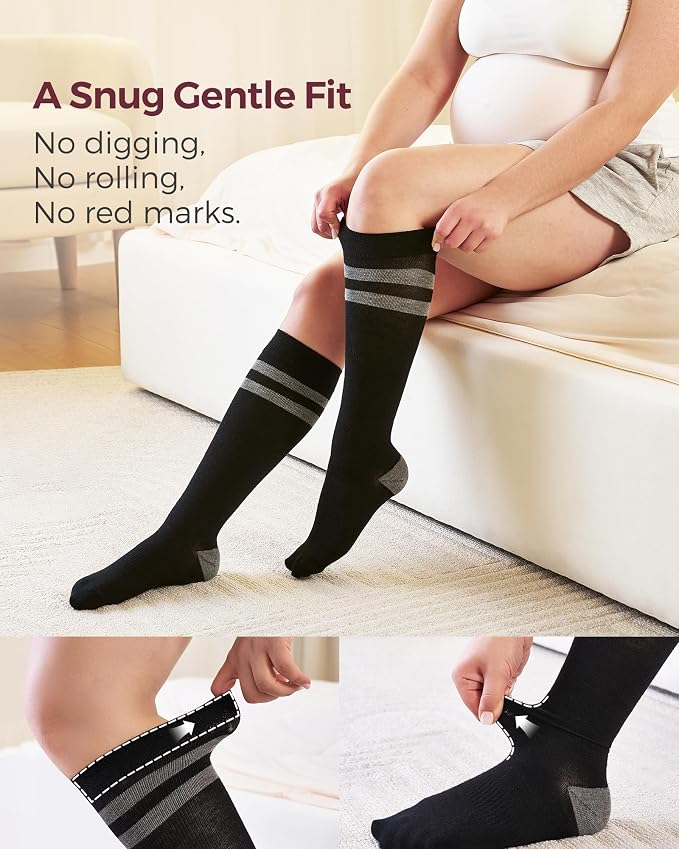 Momcozy Compression Socks for Women Wide Calf, 15-20mmHg Knee High Support