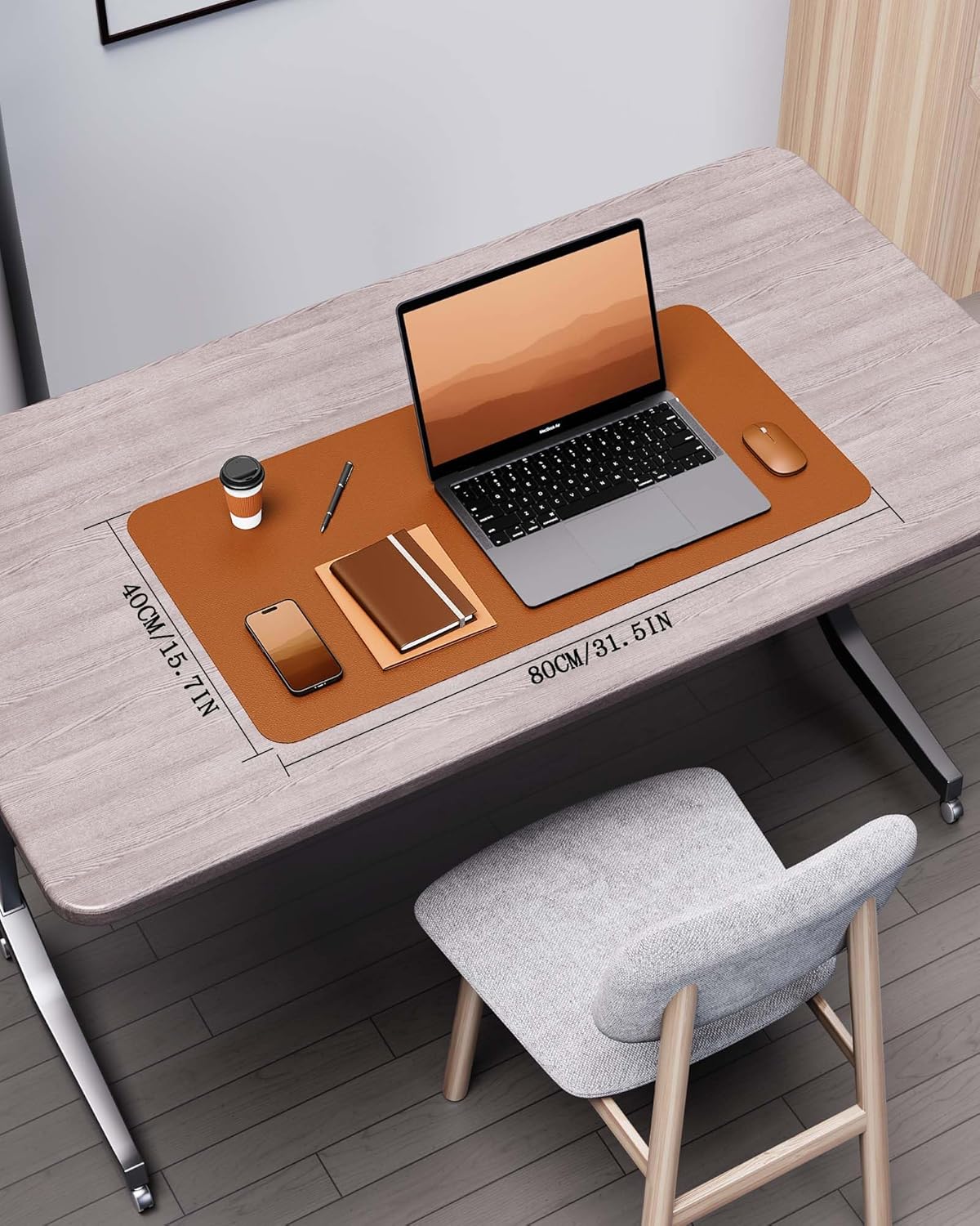 YSAGi Double-Sided Desk Pad, 31.5"x15.7" Leather Desk Mat, Eco Cork Desk Pad Protector,Large Mouse Pad,Waterproof Desk Blotter for Office/Home (Brown/Cork)
