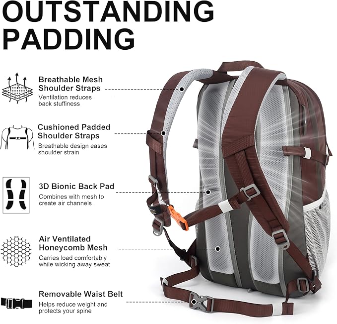 MOUNTAINTOP 25L/40L Hiking Backpack, Lightweight Travel Backpack