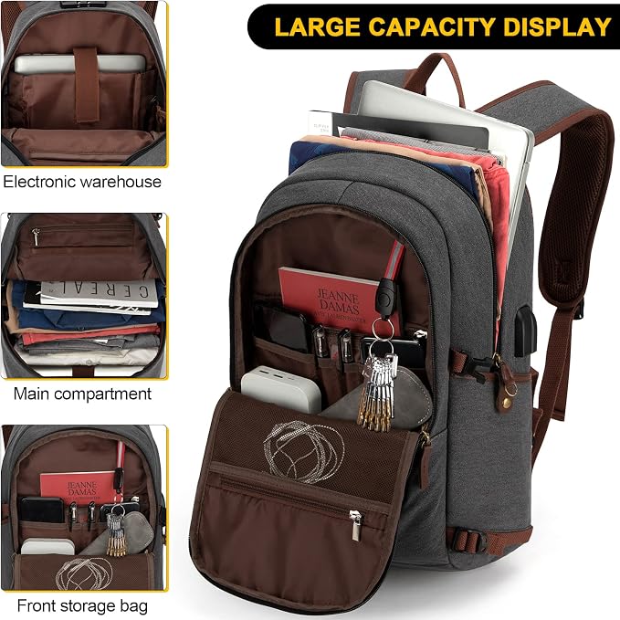 Canvas Laptop Backpack-Anti Theft Bag
