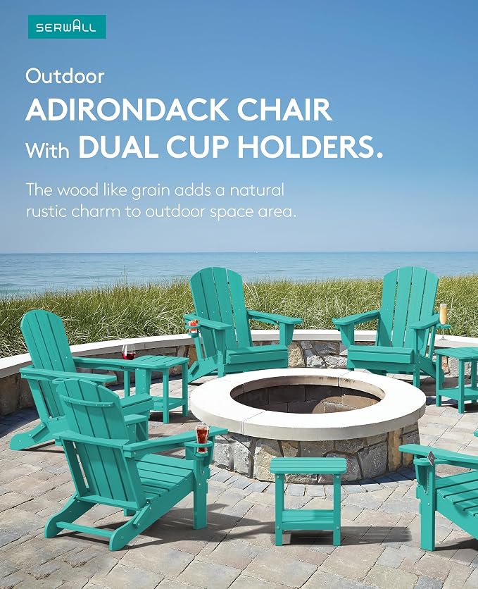 SERWALL Adirondack Chair with Cup Holders