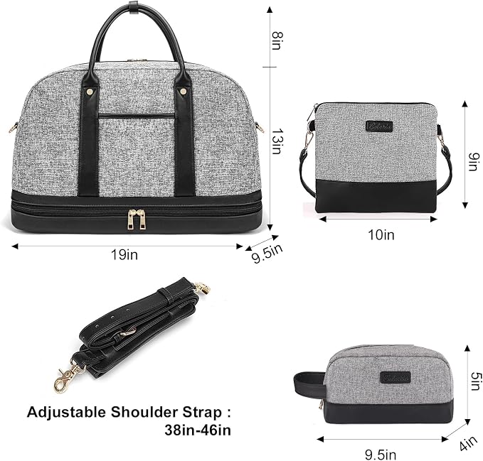 Weekender Bag for Women Canvas Overnight Bag Large Travel Tote Bag Carry on