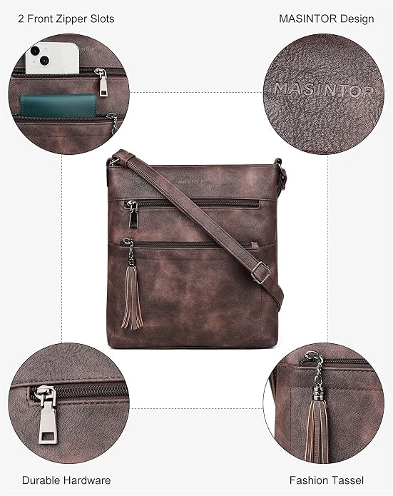 MASINTOR Crossbody Purses for Women, Adjustable Strap Shoulder Bag