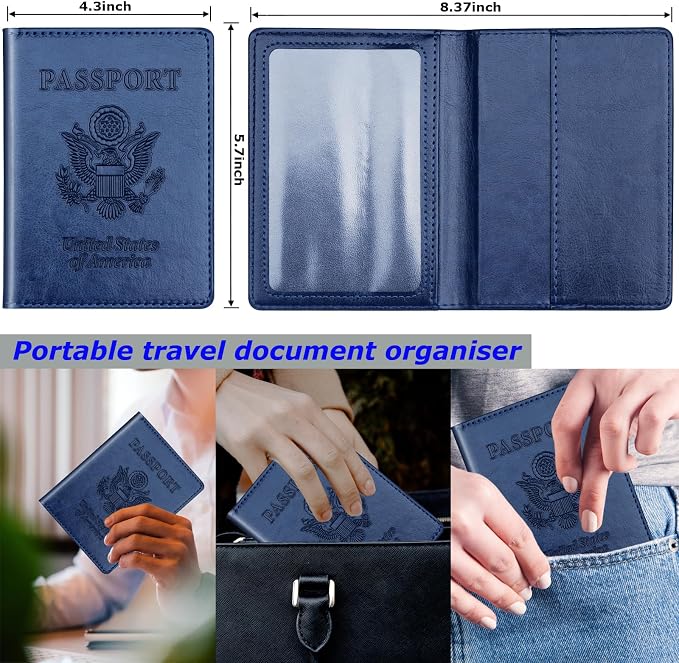 Herain Black & Dark Blue Passport Holder