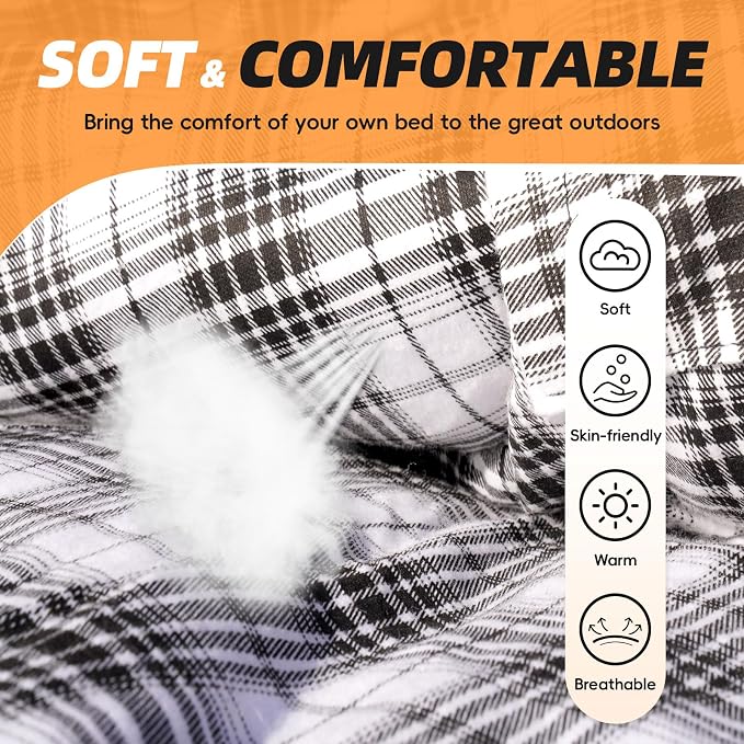MEREZA Flannel Sleeping Bag for Adults XL, Large Wide Sleeping Bags for Camping