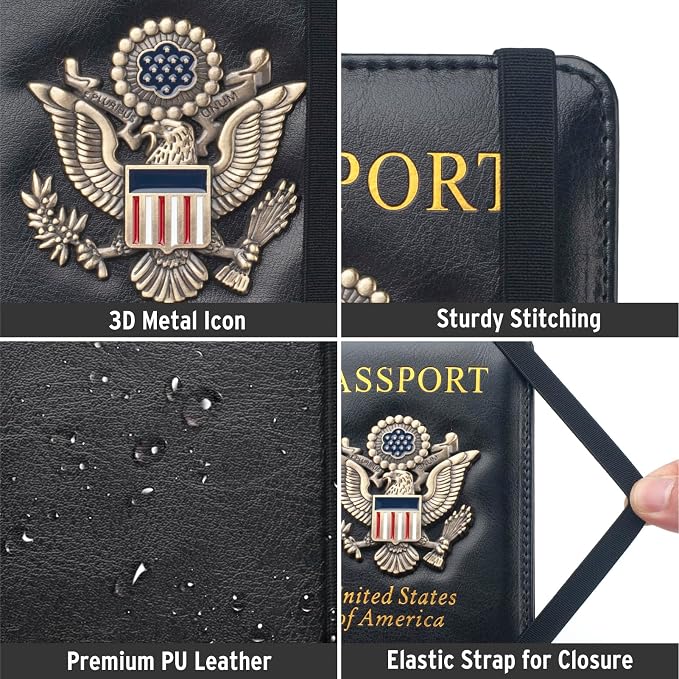 Coowayze Passport Holder Cover for Women Men, Leather US Passport Wallet Case