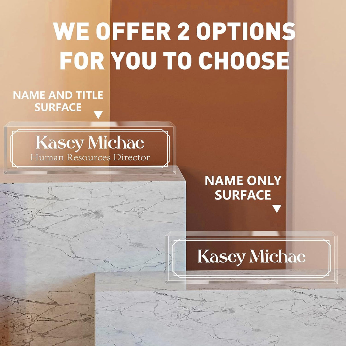 Personalized Name Plate for Desk - Custom Engraved Name Plates for Man - Boss Day Gifts for Boss - Acrylic Office Decor Appreciation Gifts for Teacher Nurse Coworker Social Worker (White-Engraved)