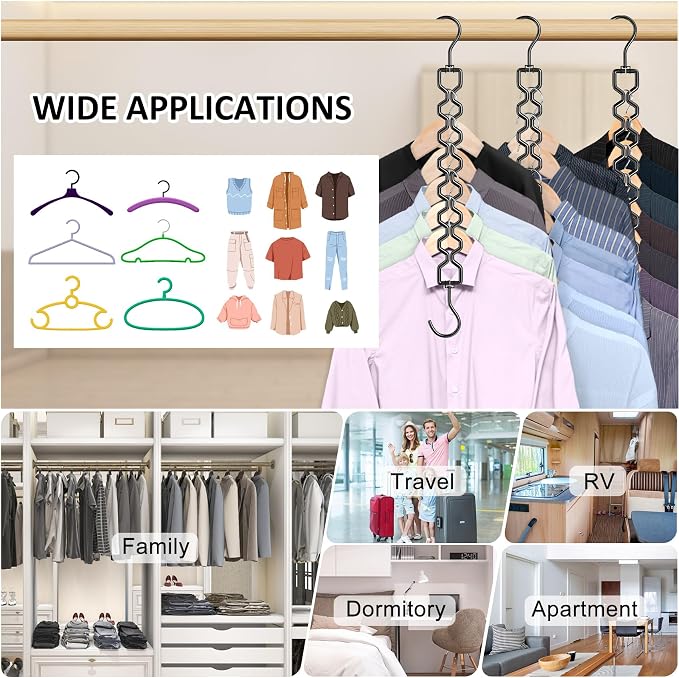 6 Pack Space Saving Hangers for Clothes, Heavy Duty 30Lbs Capacity Magic