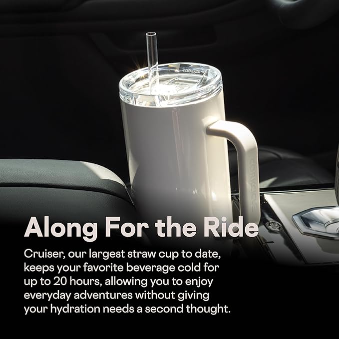 Corkcicle x Rifle Paper Co. Cruiser Insulated Tumbler with Handle & Straw - Keeps Drinks Cold 20 Hours - BPA-Free - Gift for Mom - Great for Mother's Day or Christmas - 40 oz - Garden Party Cream