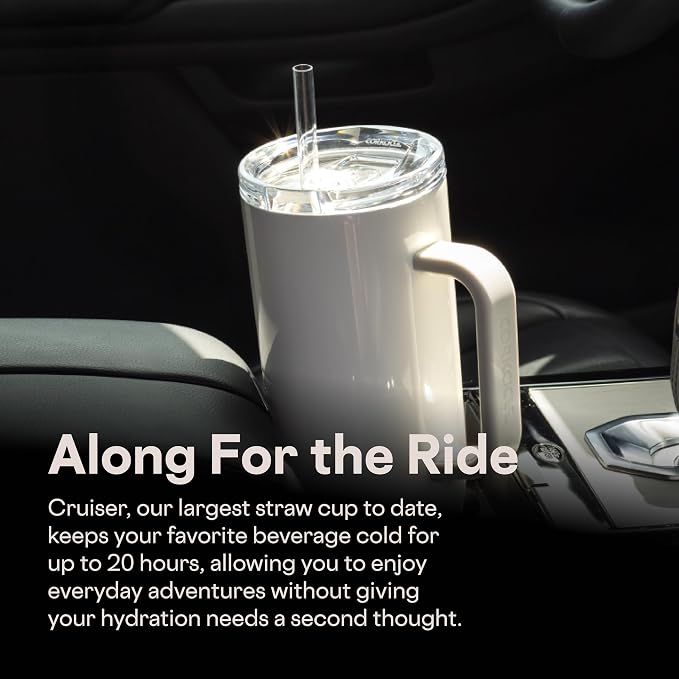 Corkcicle x Rifle Paper Co. Cruiser Insulated Tumbler with Handle & Straw - Keeps Drinks Cold 20 Hours - BPA-Free - Gift for Mom - Great for Mother's Day or Christmas - 40 oz - Roses Purple