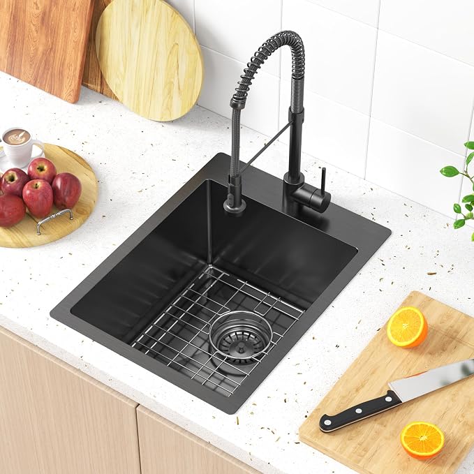 15x20 Drop In Bar Sink Black, 15 Inch Gunmetal Black Wet Bar Sink 18 Gauge