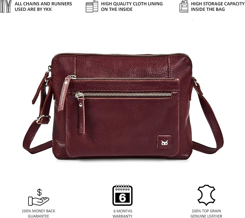 Wise Owl Accessories Small Soft Pebbled Real Leather Crossbody Handbags Purses