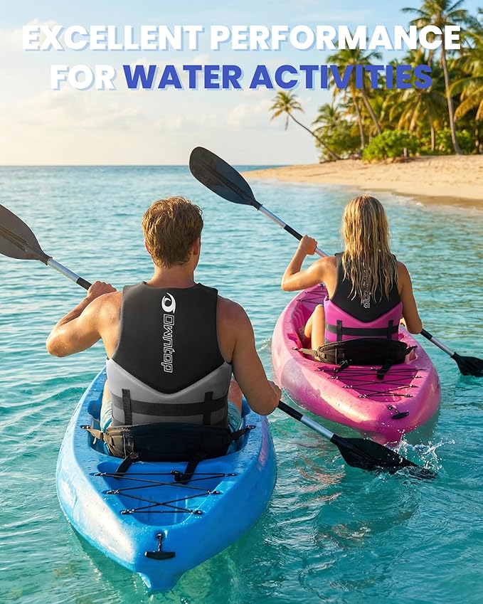 Owntop Swim Vest Adult Water Sport Vest Neoprene Floaties for Swimming, Boating, Kayaking, Fishing | Adjustable Zipper Dual Buckle Foldable Buoyancy Jacket