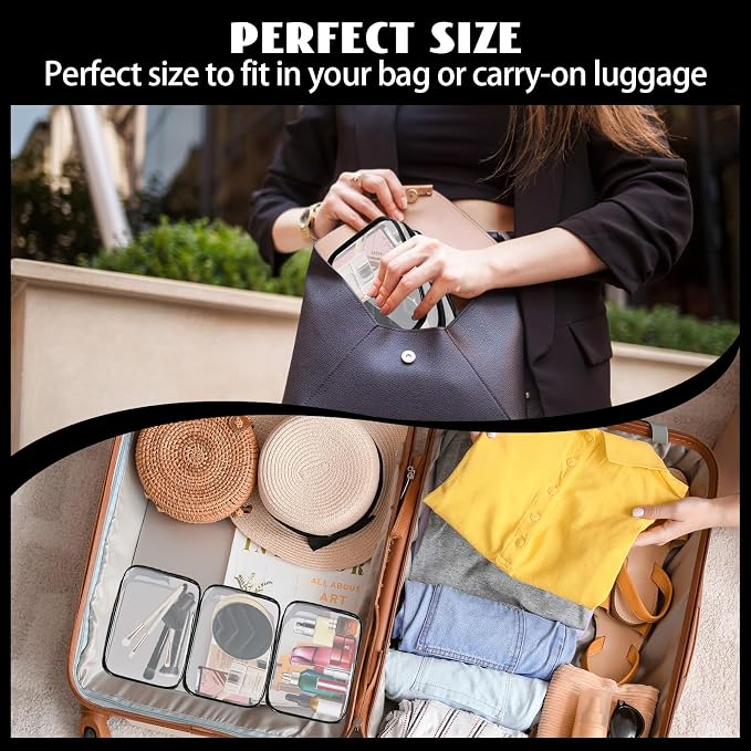 16 Pieces Clear Cosmetic Bags PVC Clear Makeup Bags TSA Approved Toiletry Bag