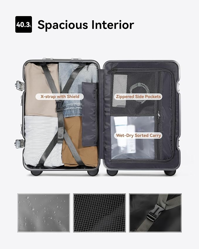 LUGGEX All Aluminum Carry On Luggage