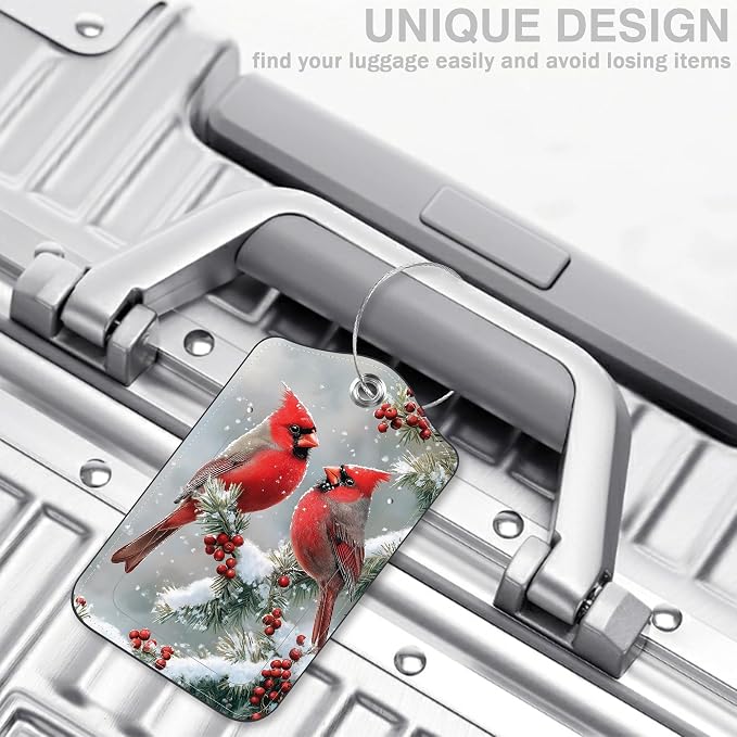 Red Cardinals on Snowy Branches Set of 2 Luggage Tags
