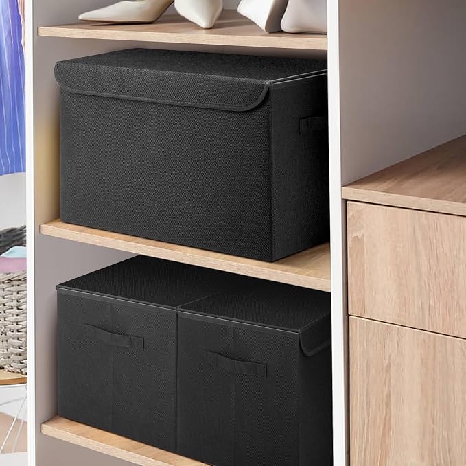 Large 17" 42 Quarts Collapsible Stackable Storage Bins
