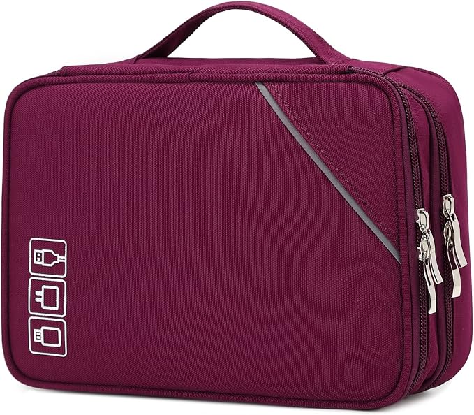 Lanola Electronic Organizer Travel Double Layer Cable Organizer Bag, Accessory