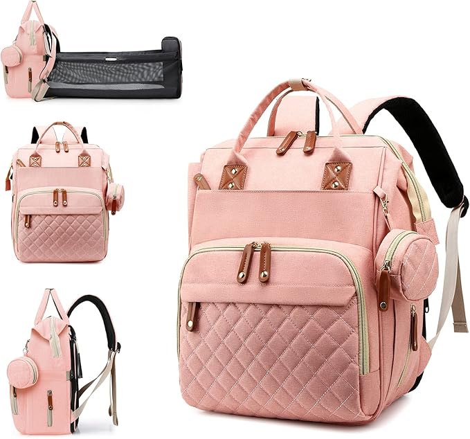 Diaper Bag with Changing Station, Waterproof 3 in 1 Baby Diaper Backpack with