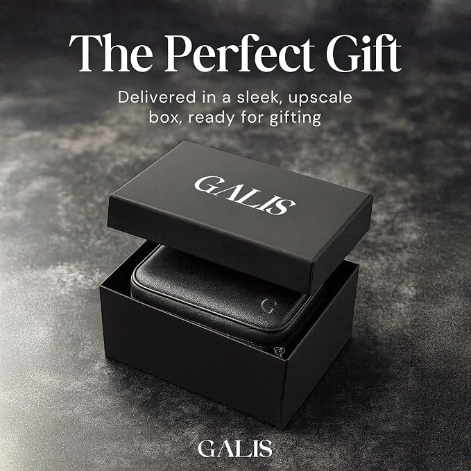 Galis Luxury Watch Case for Men High End Portable 2-Slot Watch Holder and Watch