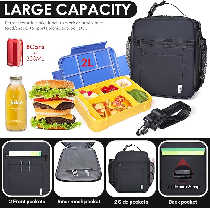 NOL Nylon Waterproof Kids Lunch Bag, Insulated Lunch Bag, Lunch box Cooler