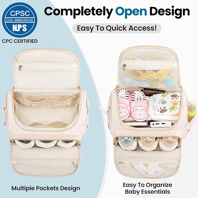 4 in 1 Convertible Diaper Bag Backpack, Waterproof Baby Diaper Bag