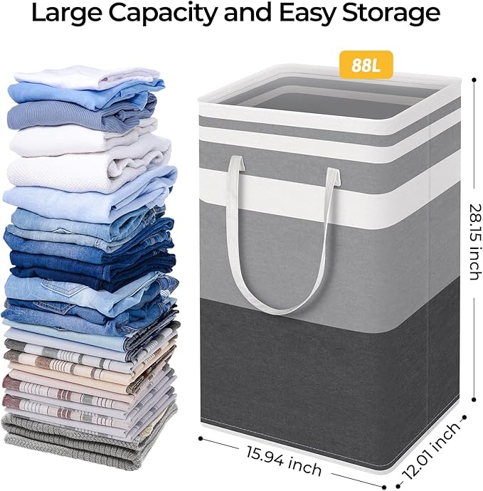HomeHacks 2-Pack Large Laundry Basket, Waterproof, Freestanding Laundry Hamper