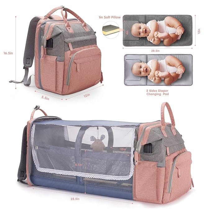 DERJUNSTAR Diaper Bag Backpack – Large Capacity Baby Diaper Bag