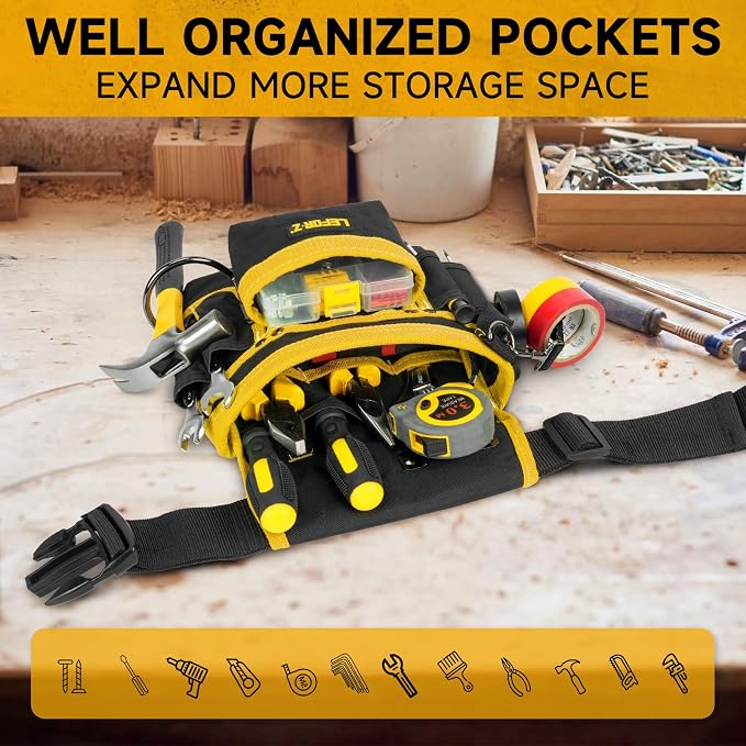 Tool Belt, Magnetic Tool Pouch, 14-Pockets Tool Belts