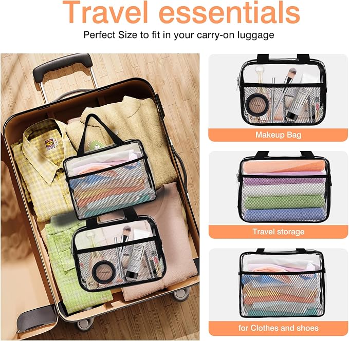 XEWEA 2PCS Large TSA Approved Clear Travel Toiletry Bags