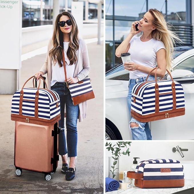 Weekender Bag for Women Canvas Overnight Bag Large Travel Tote Bag Carry on