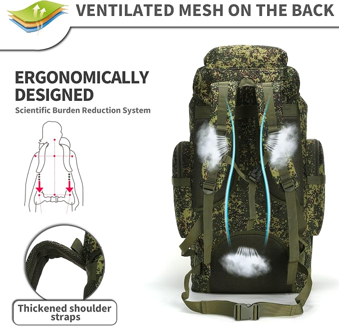 King'sGuard 70L Camping Hiking Backpack Tactical Backpack Military Molle