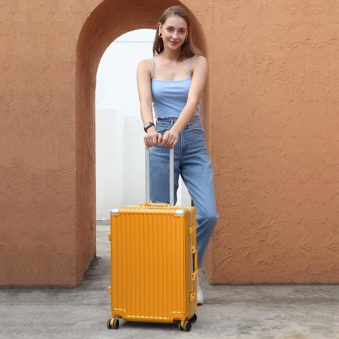 AnyZip Luggage PC+ABS Aluminum Frame Zipperless Checked Luggage Hard Shell