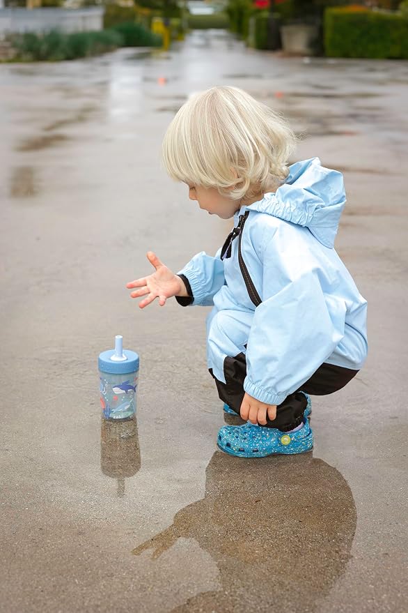 Zak Designs Capri Toddler Tumblers For Travel or At Home, 9oz 2-Pack Double Wall Plastic Sippy Cups With Leak-Proof Design is Perfect For Kids (Dino Buddies, Bubble Bay)