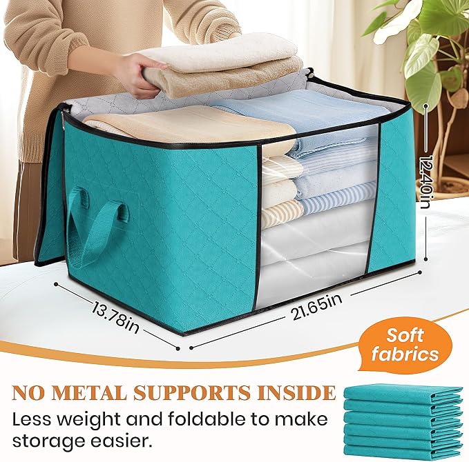Fab totes 8 Pack Clothes Storage, Foldable Thick Fabric Blanket Storage Bags